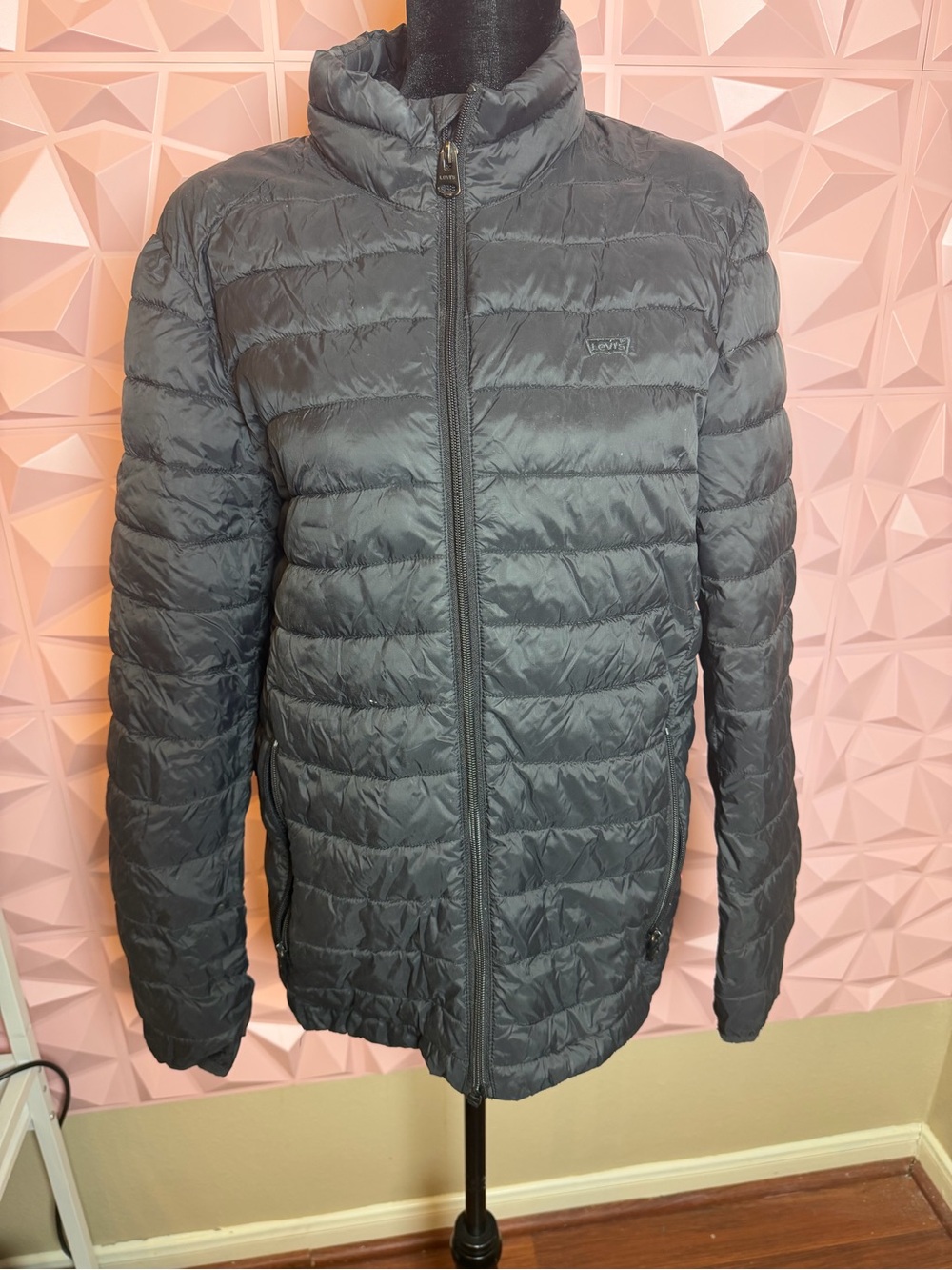 Levi's Men's Charcoal Quilted Packable Puffer Jacket